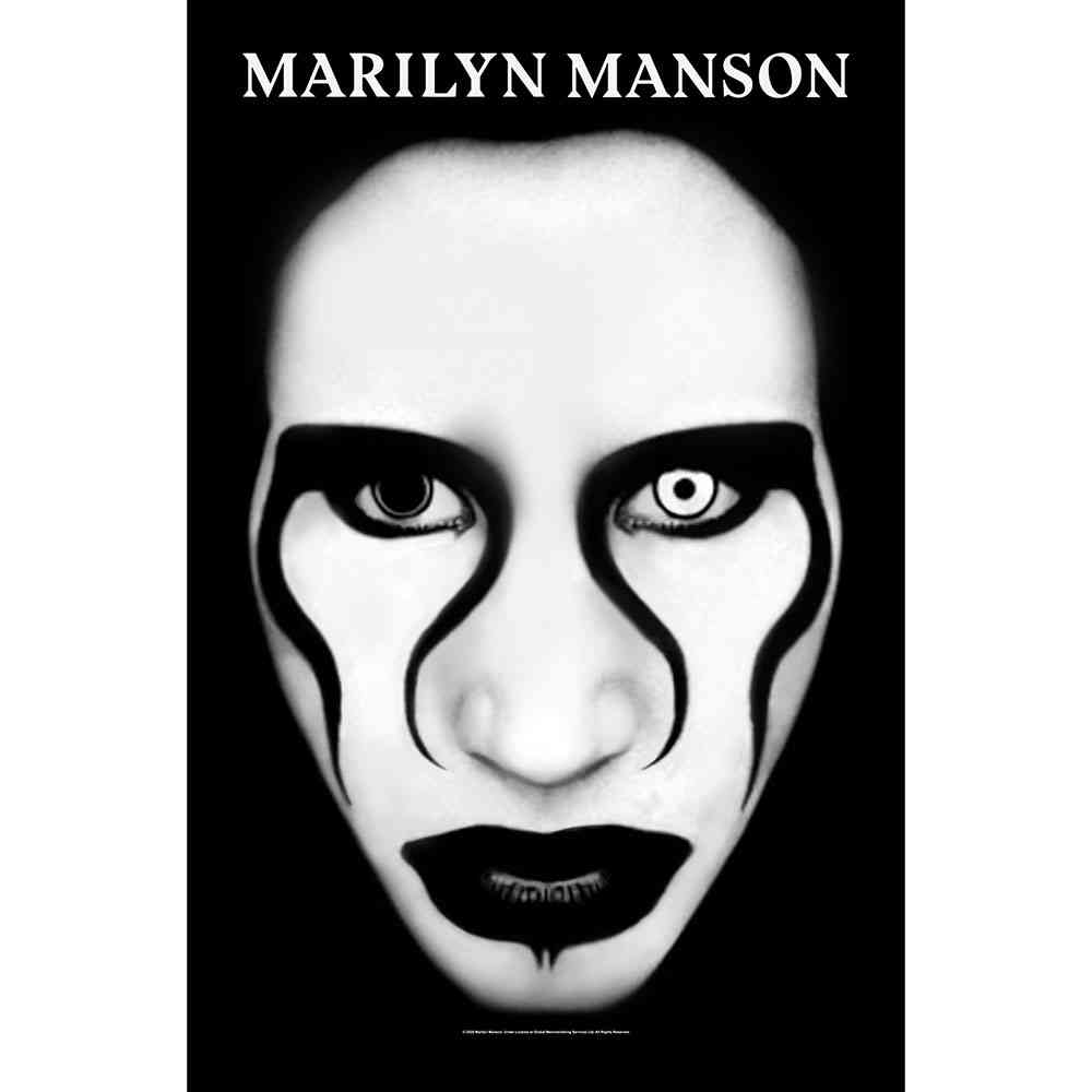 Marilyn Manson - Defiant Face Textiel Poster - Multicolours